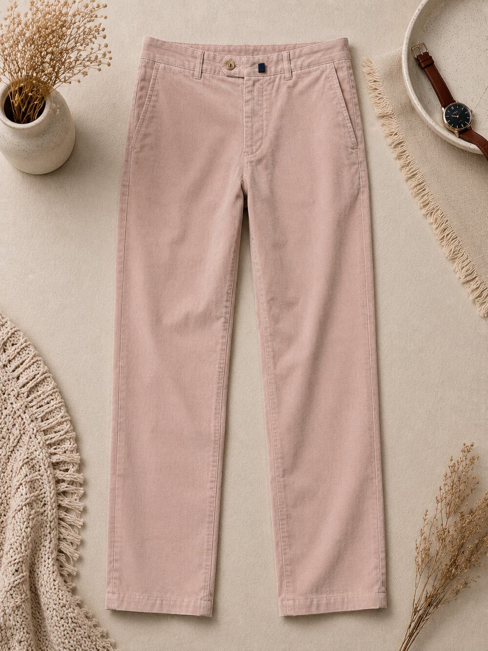 Incotex Venezia 1951 Men's Corduroy Trousers Pink Cotton Flat Front Pants 36x30
